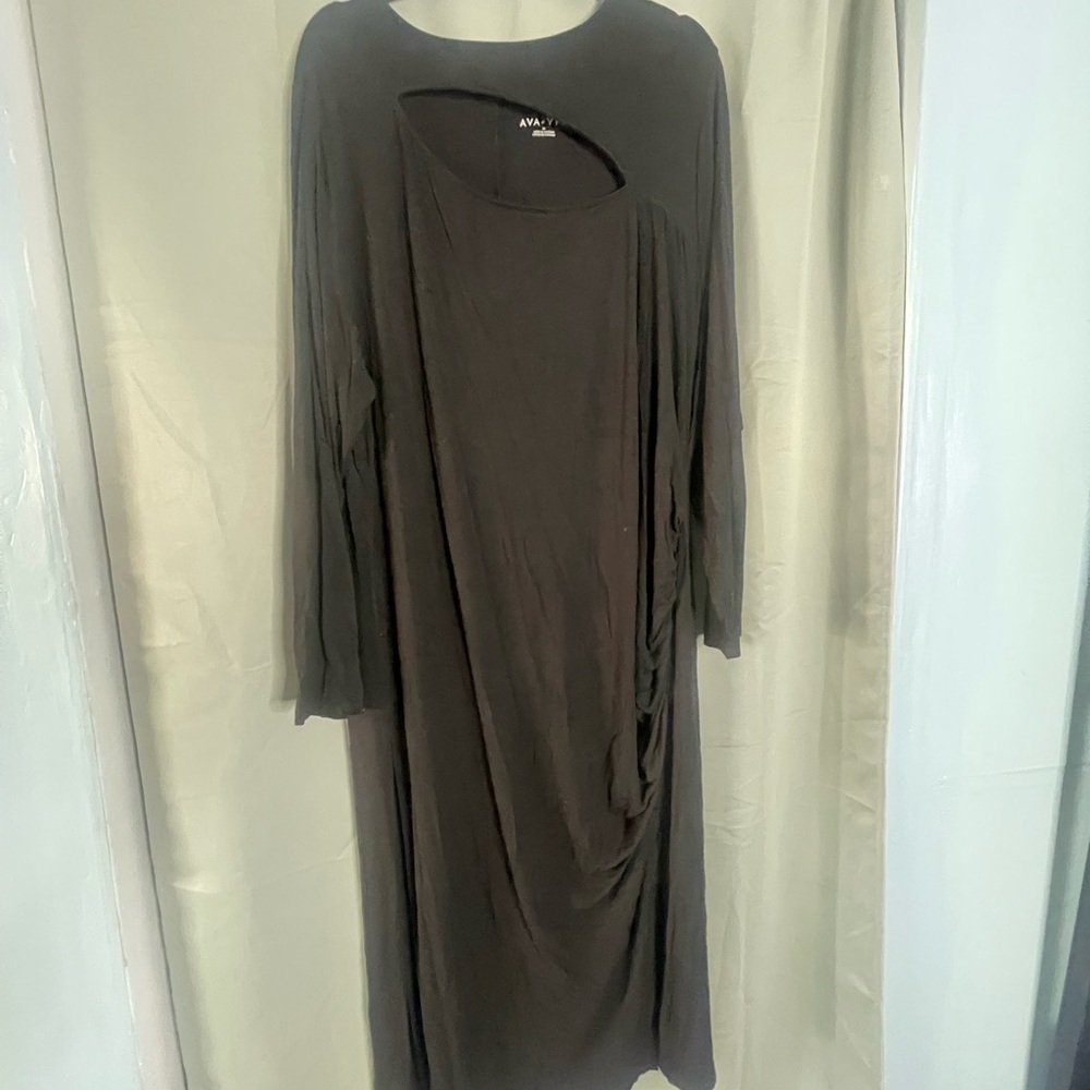 Ava & Viv Black Key Hole, Gathered Side with Slit Dress